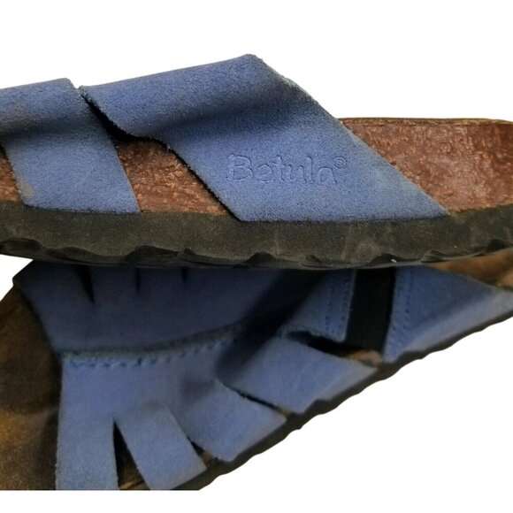 Betula Blue Slip On Slide Leather Sandals 37 Womens Size 6 - Picture 2 of 9